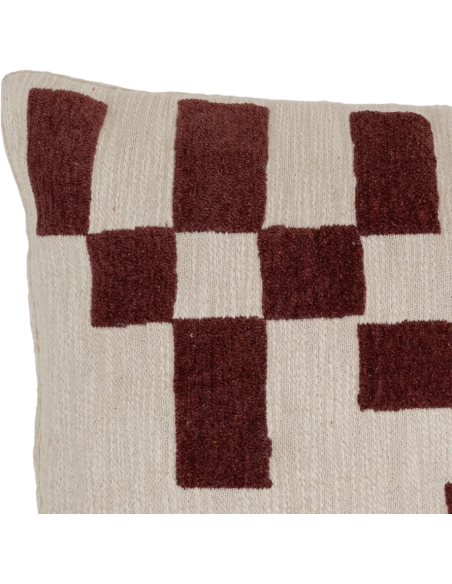 Coussin brodé géométrique écru bordeaux 50x50 cm Mole Urban Nature Culture - 3