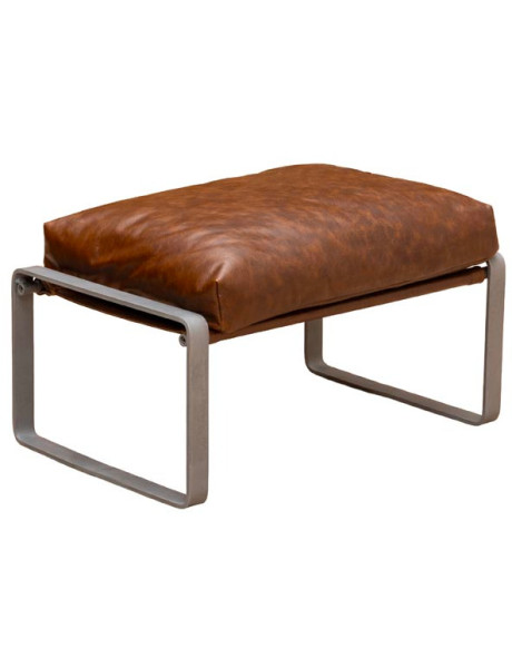 Repose-pieds cuir pleine fleur marron 69x46x40 cm Homy  - 1