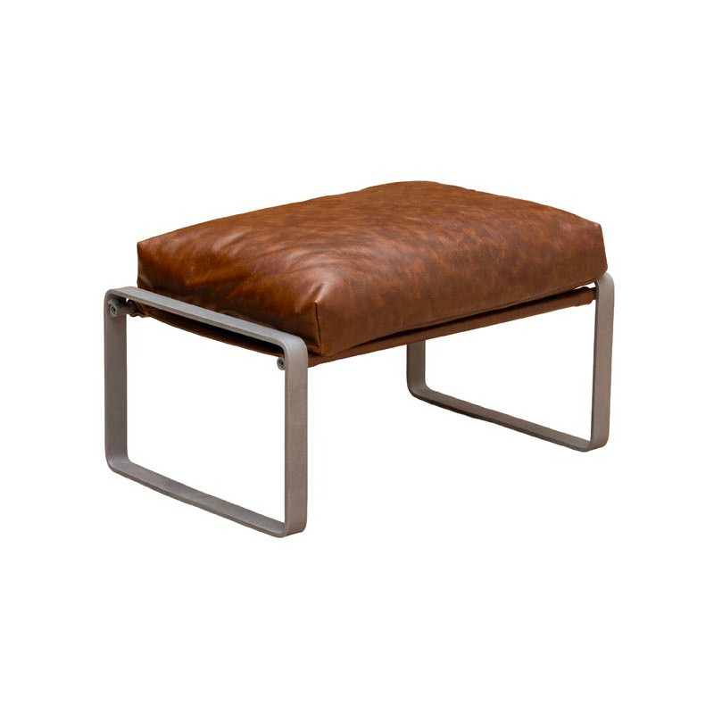 Repose-pieds cuir pleine fleur marron 69x46x40 cm Homy  - 1