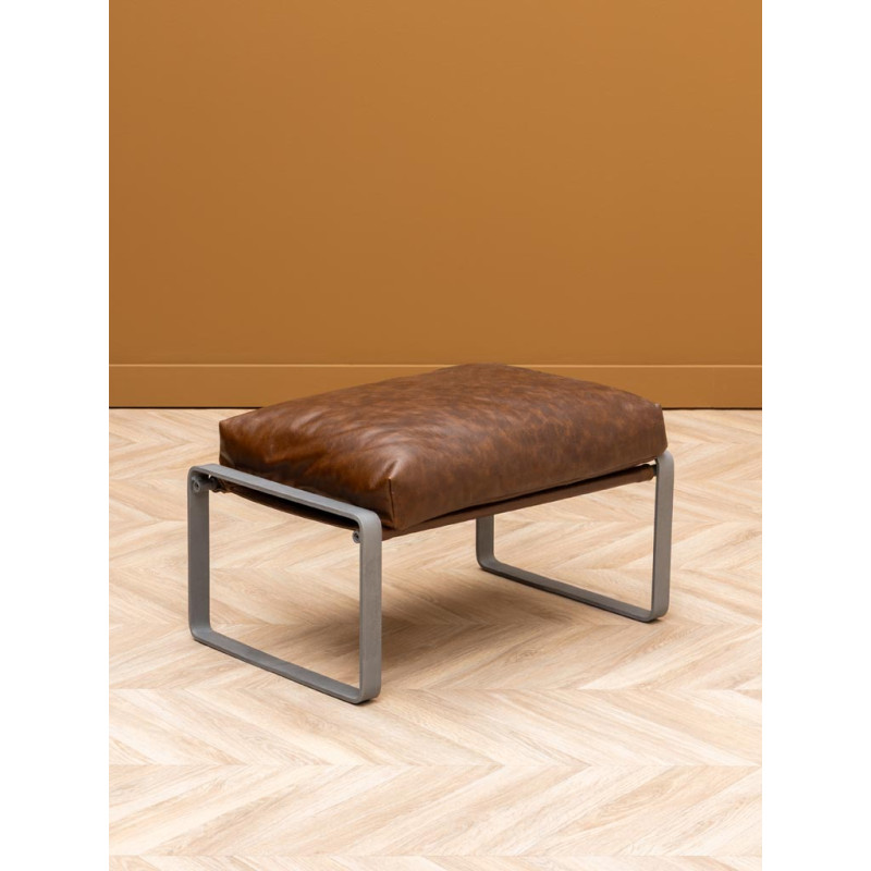 Repose-pieds cuir pleine fleur marron 69x46x40 cm Homy  - 2