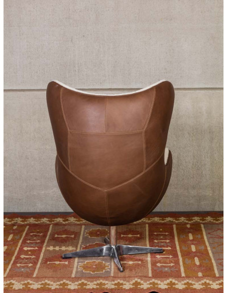 Fauteuil œuf cuir et peau de mouton Tenzing  - 9