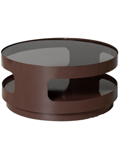 Table basse ronde verre fumé métal marron Onyru  - 1