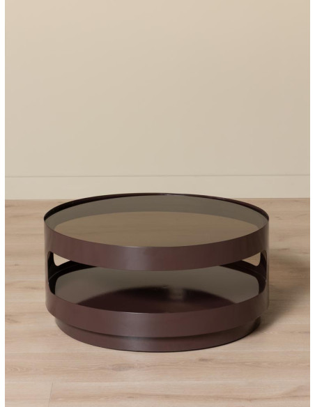 Table basse ronde verre fumé métal marron Onyru  - 3