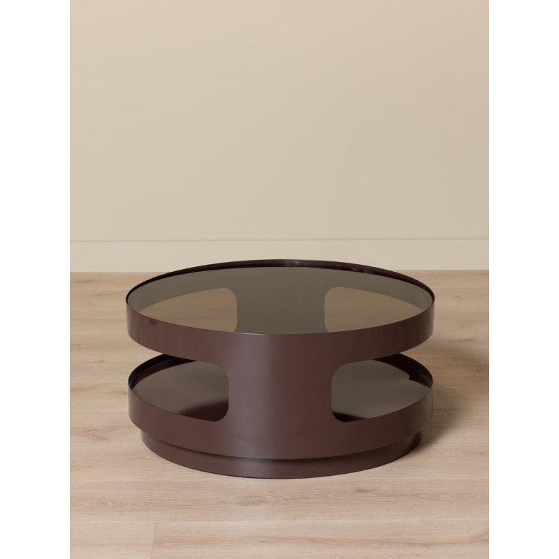 Table basse ronde verre fumé métal marron Onyru  - 4