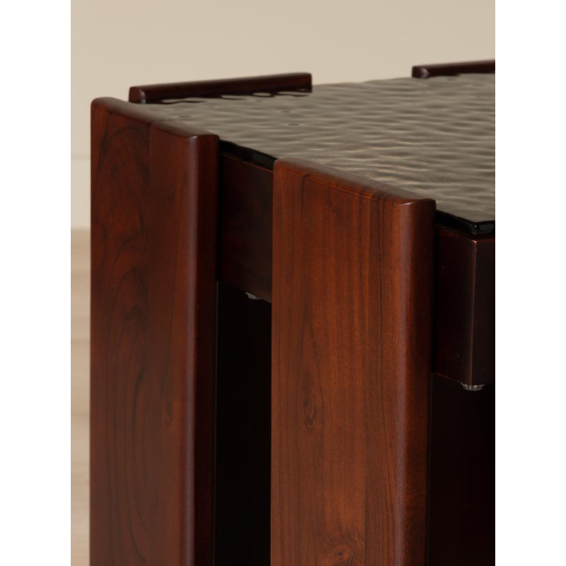 Table d’appoint carrée acacia et verre en relief 48x48x45 cm Templo  - 5