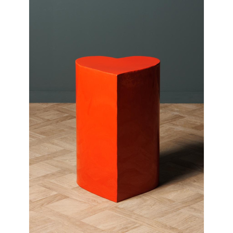Table d’appoint cœur métal rouge 30x30x46 cm Poker  - 3