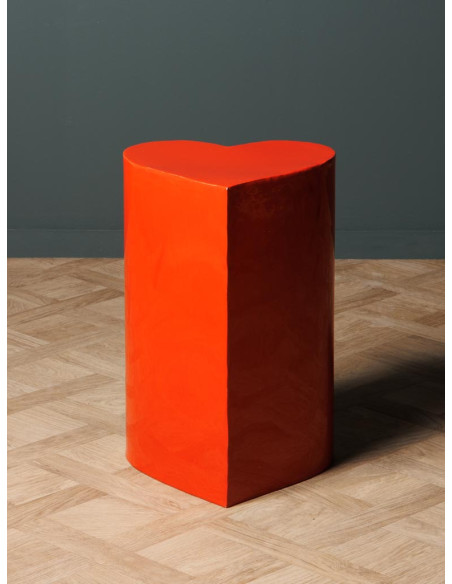 Table d’appoint cœur métal rouge 30x30x46 cm Poker  - 3