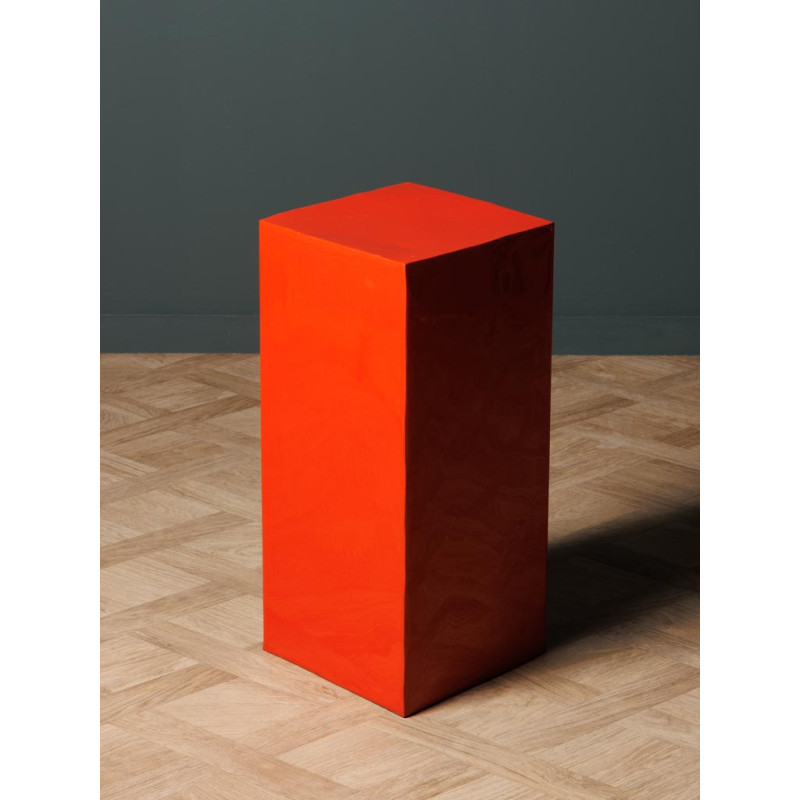 Table d’appoint carreau métal rouge 38x30x46 cm Poker  - 3