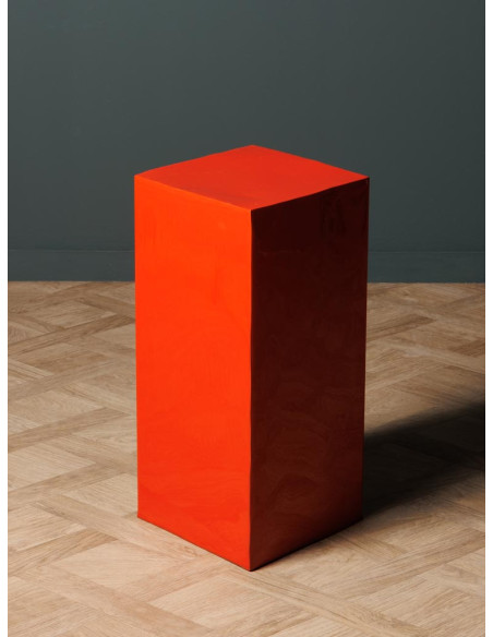 Table d’appoint carreau métal rouge 38x30x46 cm Poker  - 3