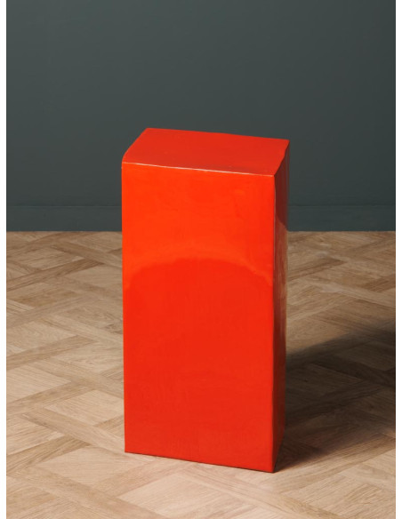 Table d’appoint carreau métal rouge 38x30x46 cm Poker  - 4