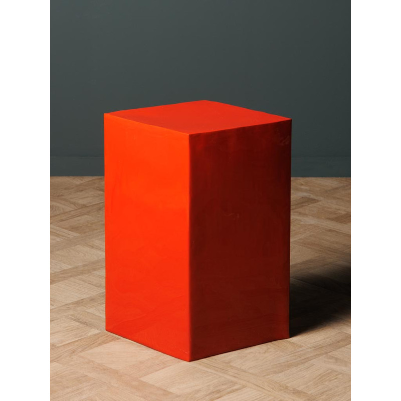 Table d’appoint carreau métal rouge 38x30x46 cm Poker  - 6