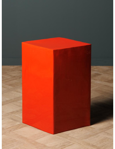 Table d’appoint carreau métal rouge 38x30x46 cm Poker  - 6