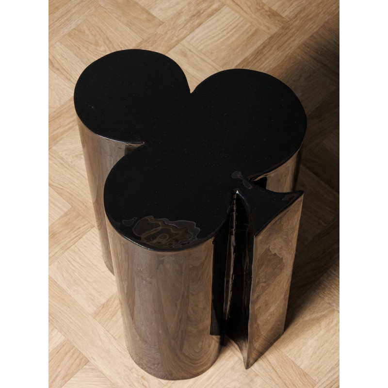 Table d’appoint trèfle métal noir 35x32x46 cm Poker  - 3