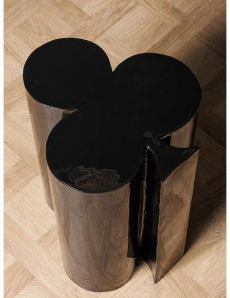 Table d’appoint trèfle métal noir 35x32x46 cm Poker  - 3