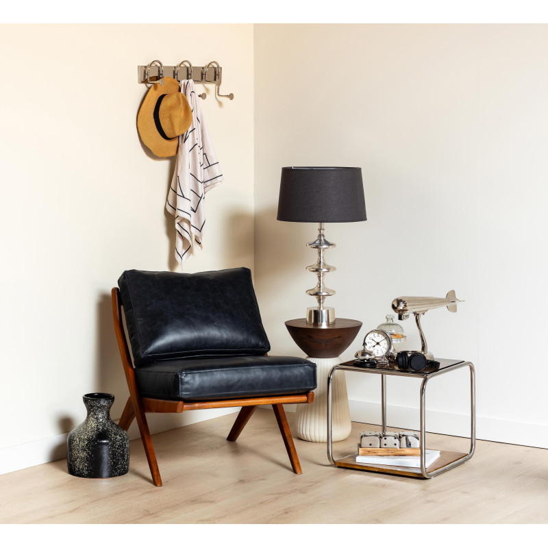 Table d’appoint verre fumé chrome et bois 51x44x42,5 cm Smokey  - 2