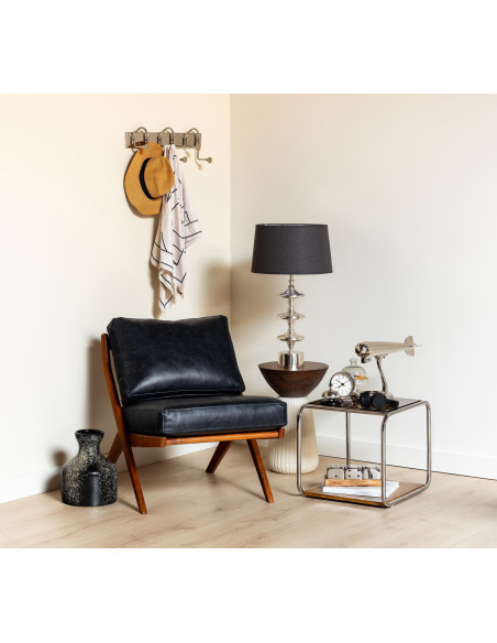 Table d’appoint verre fumé chrome et bois 51x44x42,5 cm Smokey  - 2