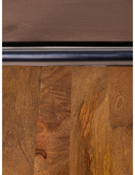 Table d’appoint verre fumé chrome et bois 51x44x42,5 cm Smokey  - 7