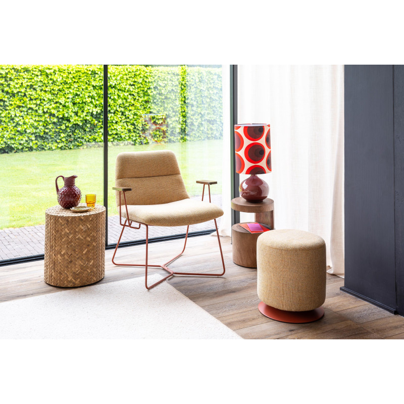 Fauteuil lounge beige accoudoirs bois Stiléo  - 2