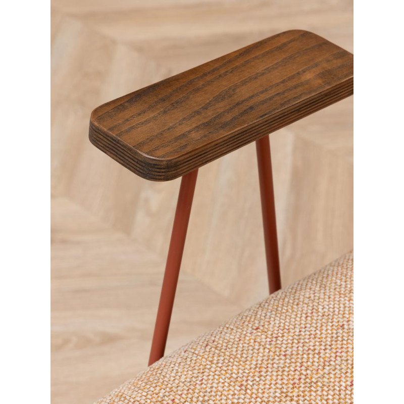 Fauteuil lounge beige accoudoirs bois Stiléo  - 7