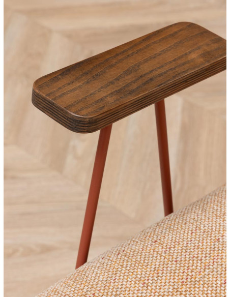 Fauteuil lounge beige accoudoirs bois Stiléo  - 7