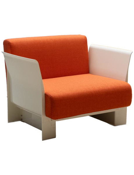 Fauteuil lounge orange et blanc style seventies Moda  - 1