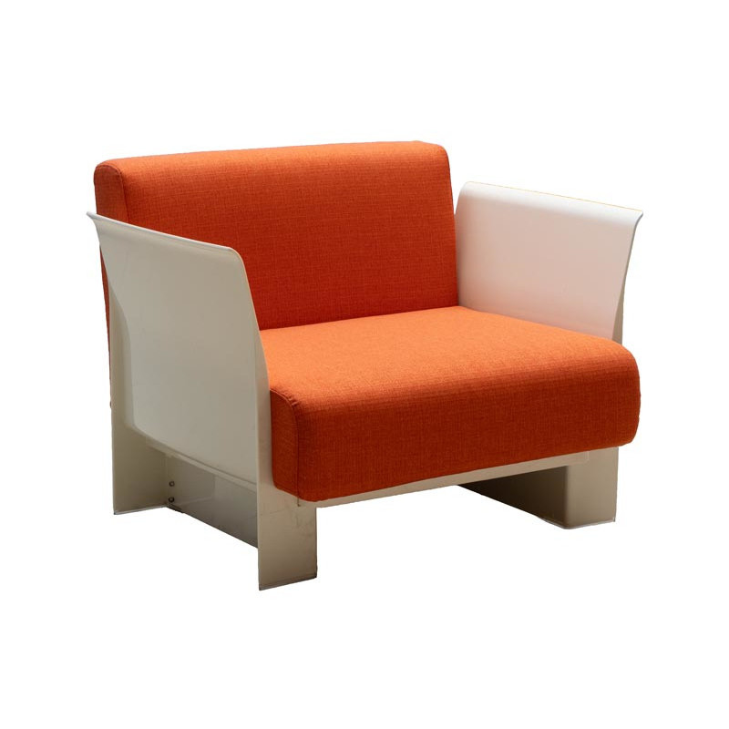Fauteuil lounge orange et blanc style seventies Moda  - 1