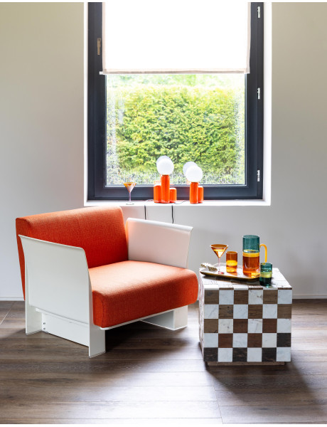 Fauteuil lounge orange et blanc style seventies Moda  - 2