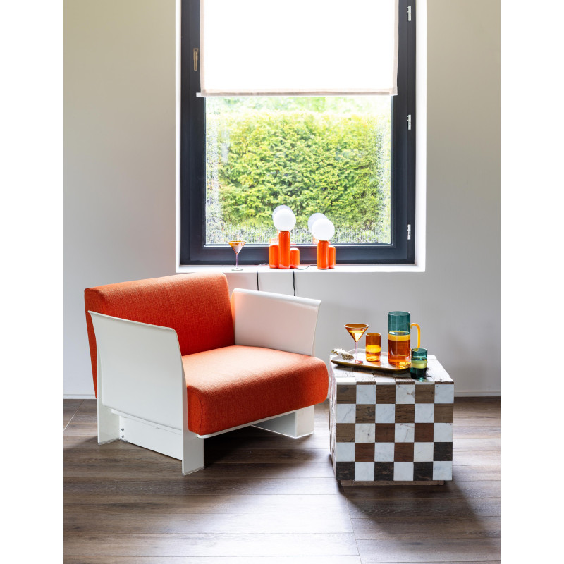 Fauteuil lounge orange et blanc style seventies Moda  - 2