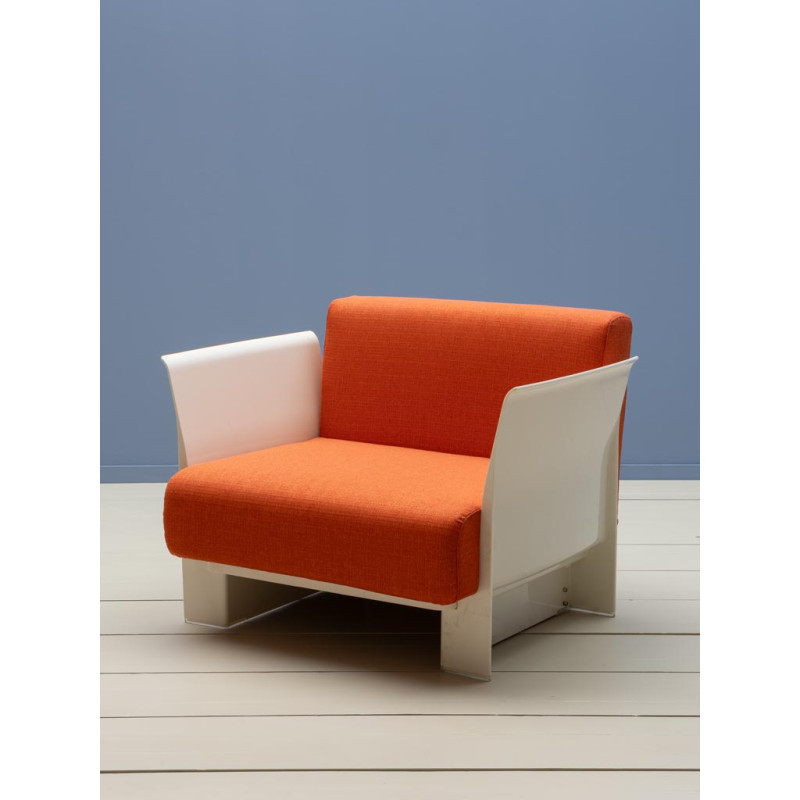 Fauteuil lounge orange et blanc style seventies Moda  - 3