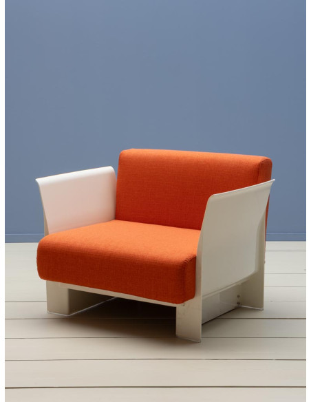 Fauteuil lounge orange et blanc style seventies Moda  - 3