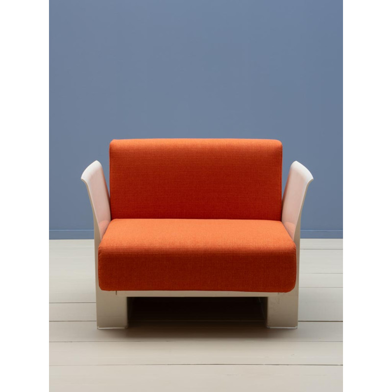 Fauteuil lounge orange et blanc style seventies Moda  - 4