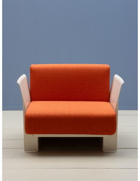 Fauteuil lounge orange et blanc style seventies Moda  - 4