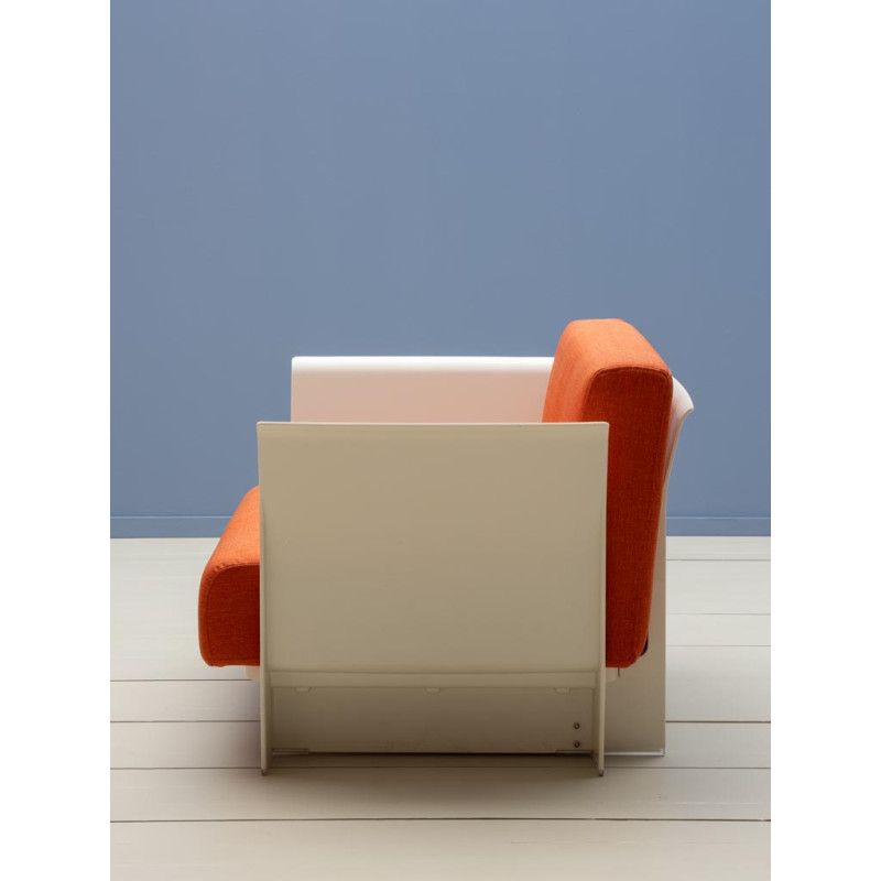 Fauteuil lounge orange et blanc style seventies Moda  - 5