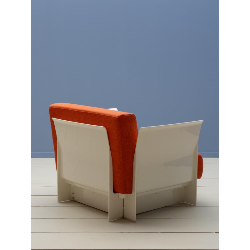 Fauteuil lounge orange et blanc style seventies Moda  - 6