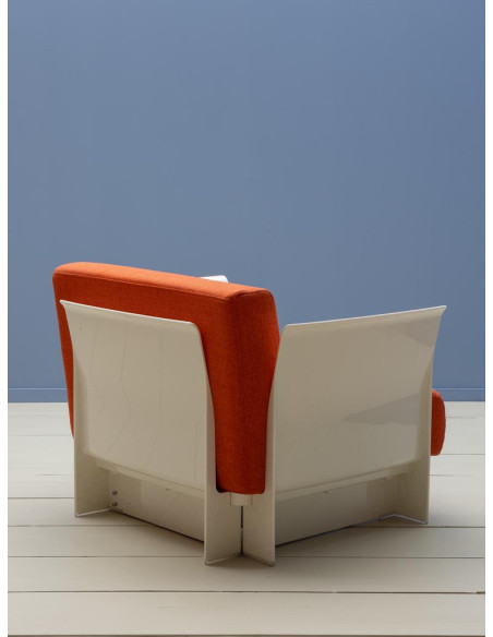 Fauteuil lounge orange et blanc style seventies Moda  - 6