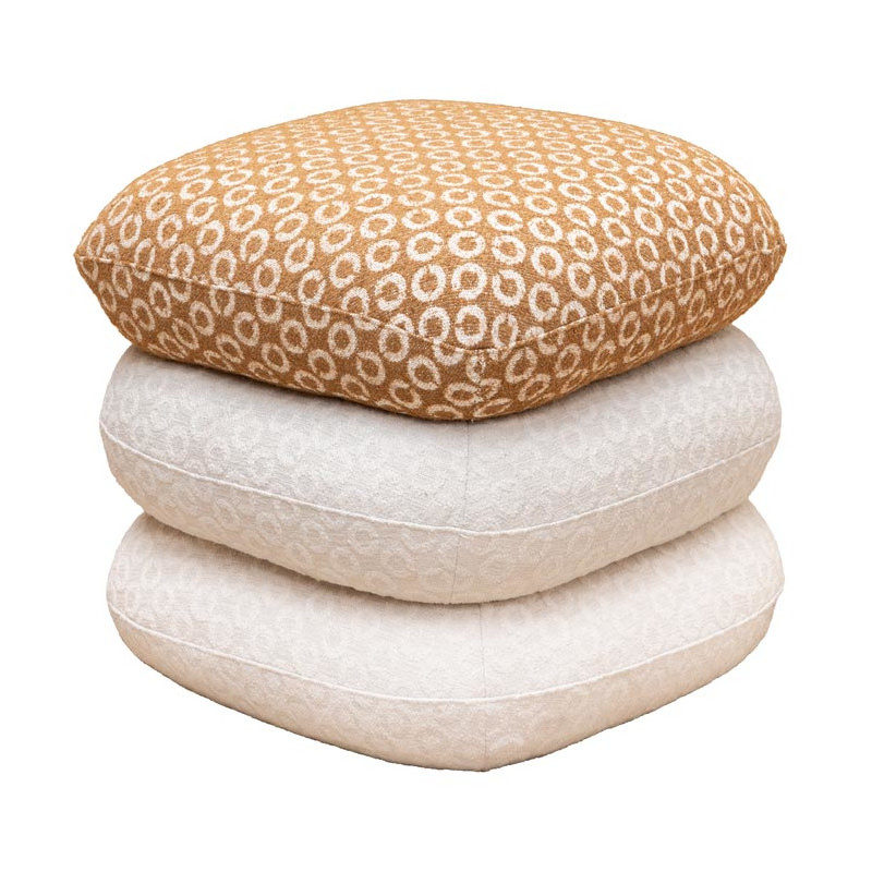Pouf repose-pieds pivotant blanc camel 50x56x53 cm Oreal  - 1