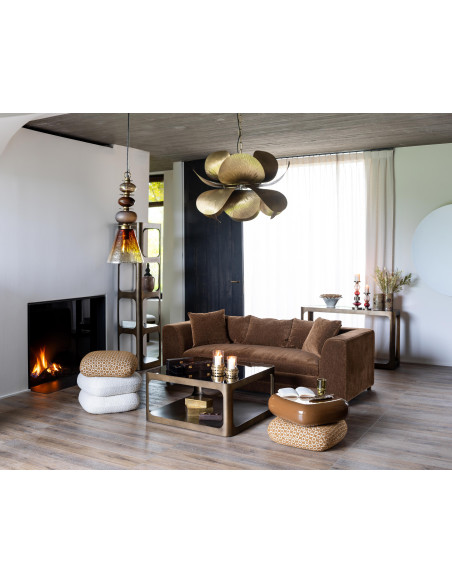 Pouf repose-pieds pivotant blanc camel 50x56x53 cm Oreal  - 2