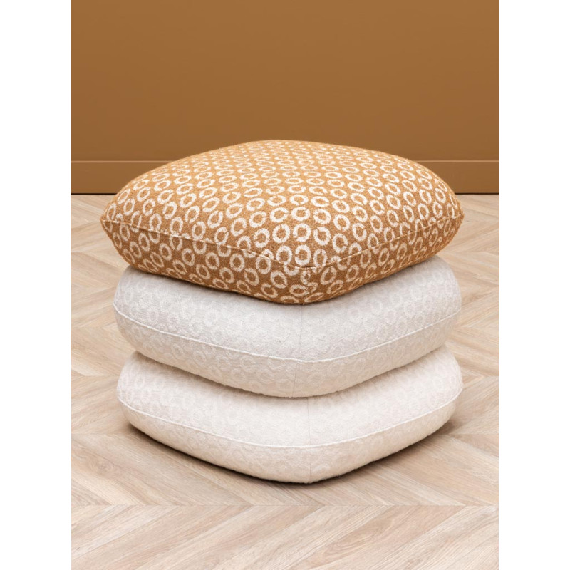 Pouf repose-pieds pivotant blanc camel 50x56x53 cm Oreal  - 3