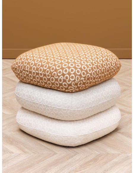 Pouf repose-pieds pivotant blanc camel 50x56x53 cm Oreal  - 3