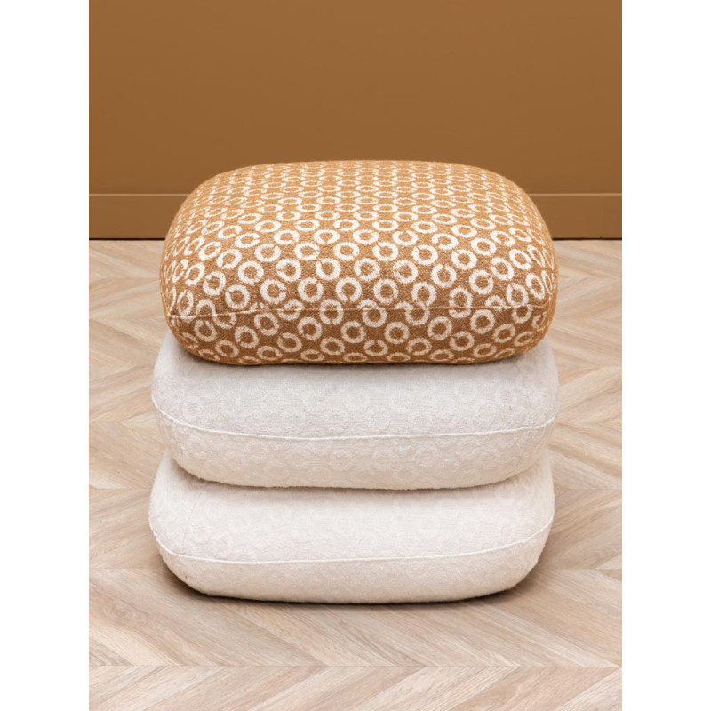 Pouf repose-pieds pivotant blanc camel 50x56x53 cm Oreal  - 4