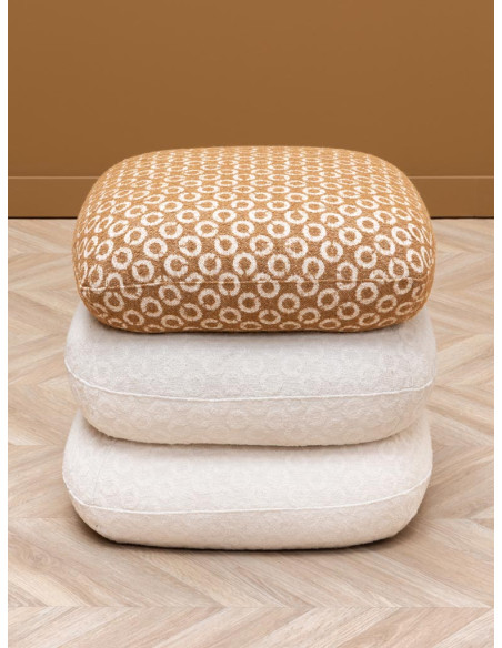 Pouf repose-pieds pivotant blanc camel 50x56x53 cm Oreal  - 4
