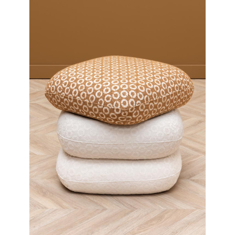 Pouf repose-pieds pivotant blanc camel 50x56x53 cm Oreal  - 5