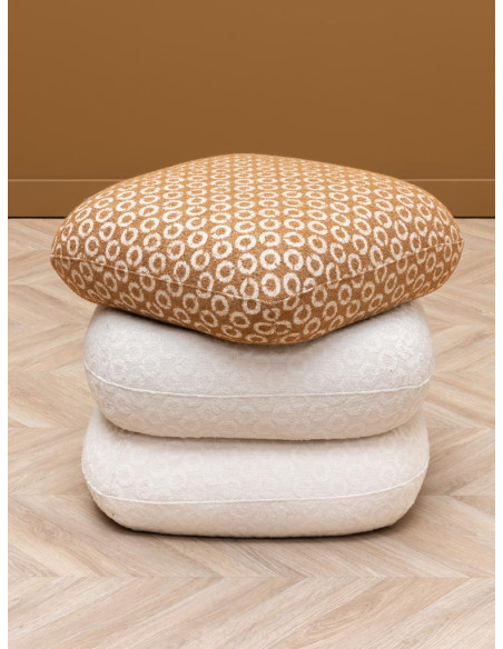 Pouf repose-pieds pivotant blanc camel 50x56x53 cm Oreal  - 5