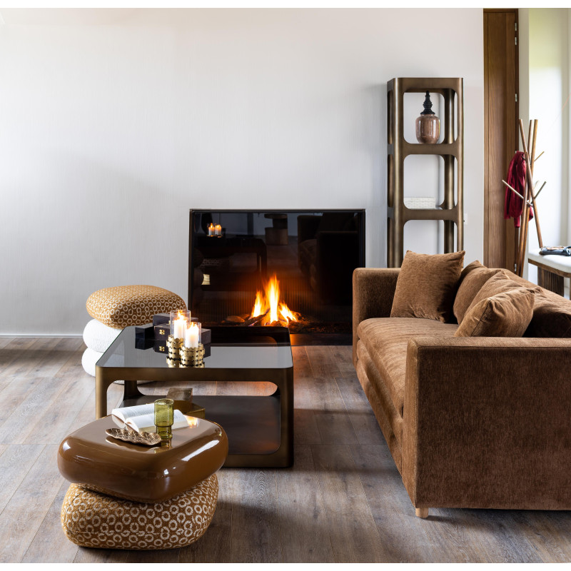 Pouf repose-pieds pivotant blanc camel 50x56x53 cm Oreal  - 8