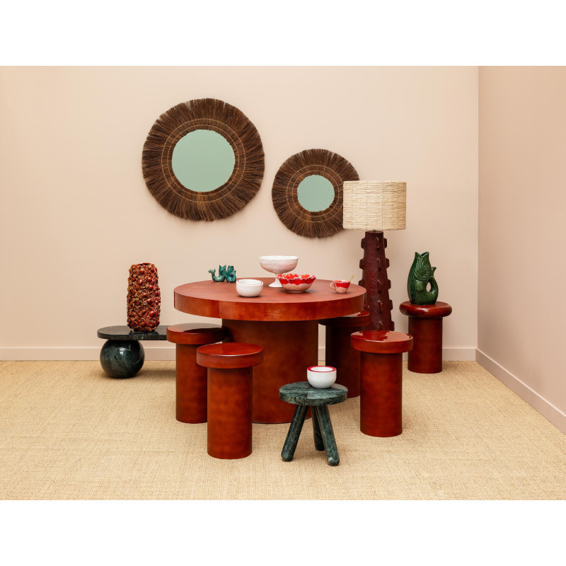 Table à manger ronde métal bordeaux 120 cm Grenade  - 8