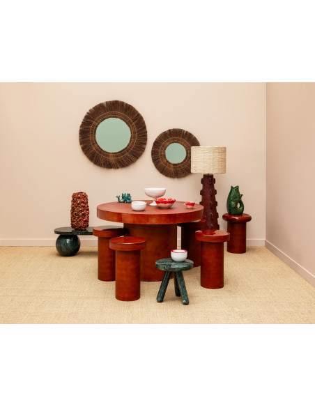 Table à manger ronde métal bordeaux 120 cm Grenade  - 8