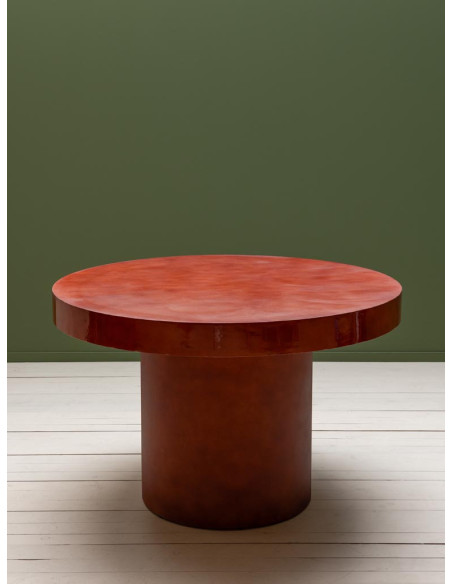 Table à manger ronde métal bordeaux 120 cm Grenade  - 3
