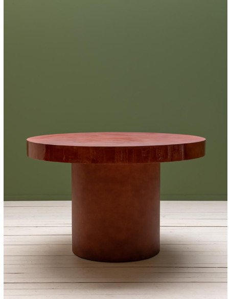 Table à manger ronde métal bordeaux 120 cm Grenade  - 5