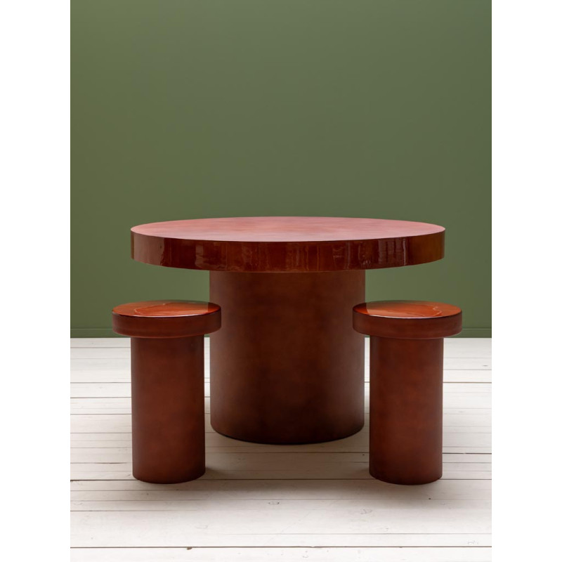 Table à manger ronde métal bordeaux 120 cm Grenade  - 6