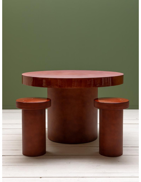 Table à manger ronde métal bordeaux 120 cm Grenade  - 6